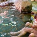 Sucking a big breasts in the hot spring and cum on her face